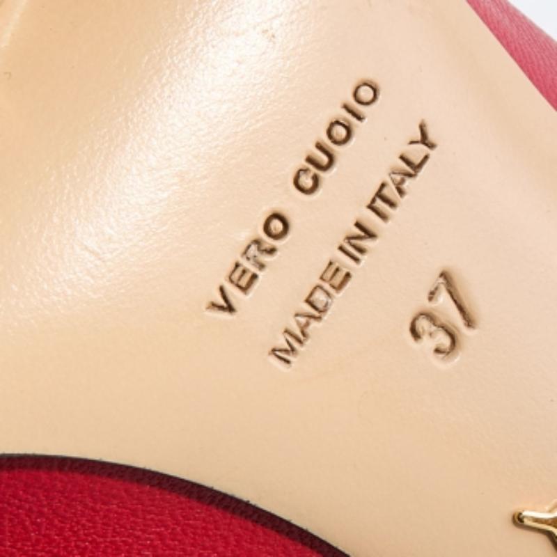 Charlotte Olympia Red Leather Dolly Platform Pumps Size 37 For Sale 2