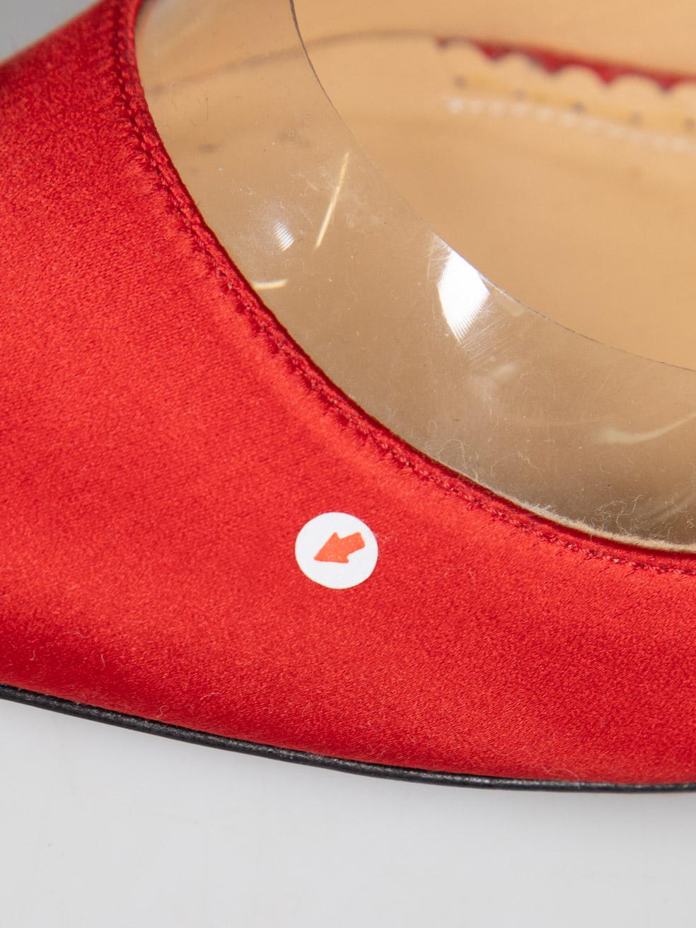 Charlotte Olympia Red Satin Ankle Tie Detail Heels Size IT 37.5 For Sale 5