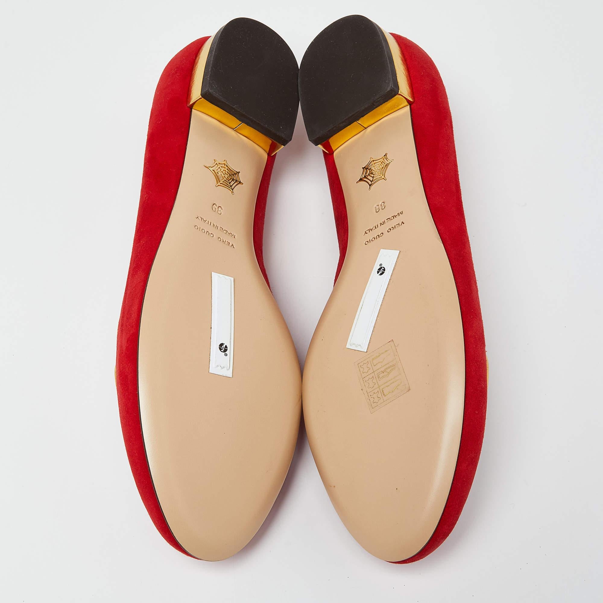Charlotte Olympia Red Suede Aries Smoking Slippers Size 39 3