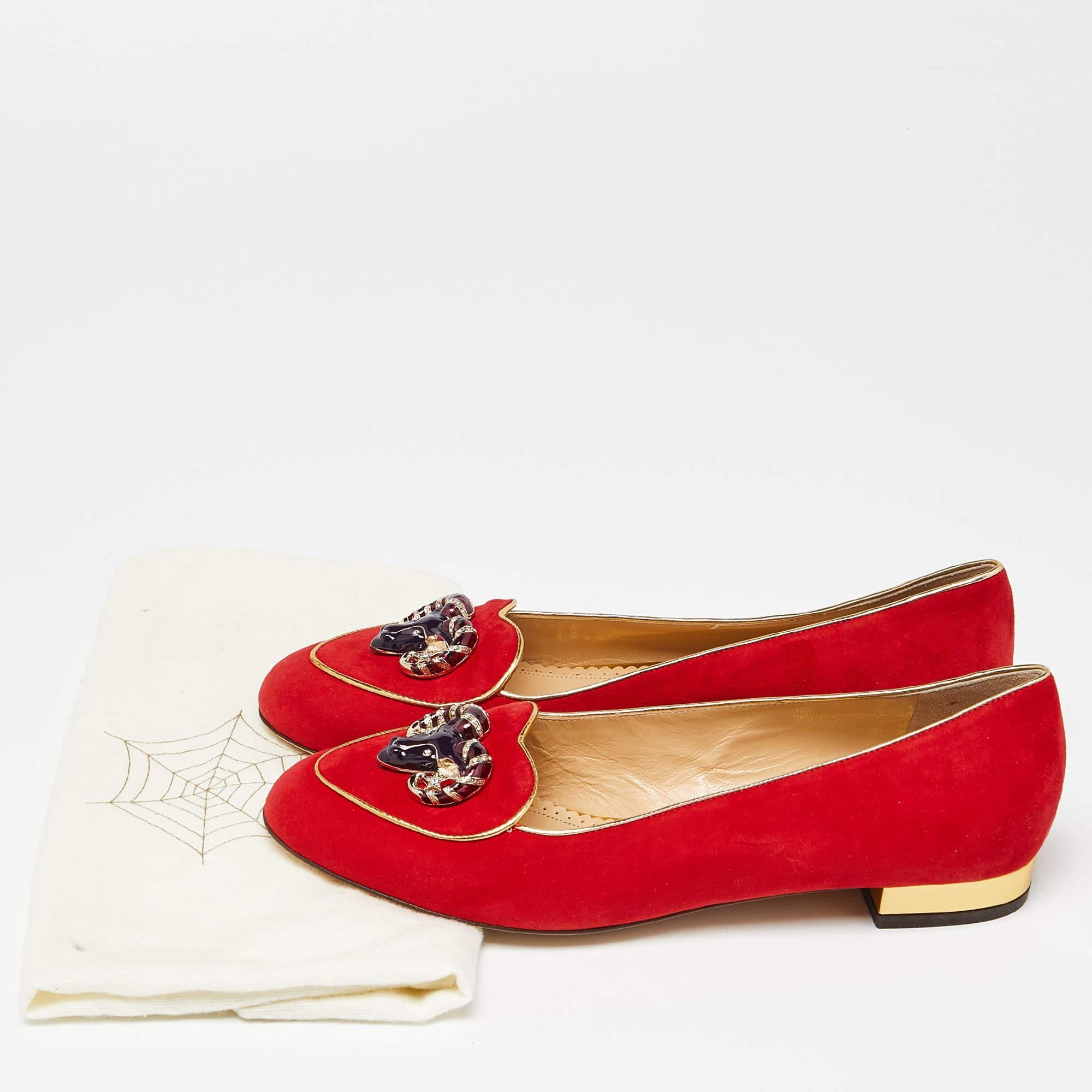 Charlotte Olympia Red Suede Aries Smoking Slippers Size 39 5