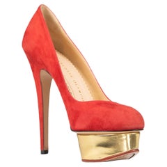 Charlotte Olympia - Escarpins Dolly en daim rouge - Taille IT 38