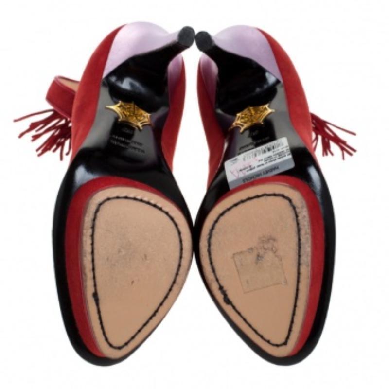 Charlotte Olympia Red Suede Dolores Ankle Strap Platform Pumps Size 37 en venta 2