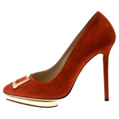 Charlotte Olympia Red Suede Fairest Of Them All Platform Pumps Size 36.5