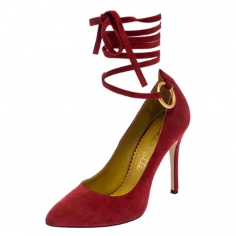Rosso Charlotte Olympia - Pumps in pelle scamosciata rossa Sabin Taglia 36 in vendita
