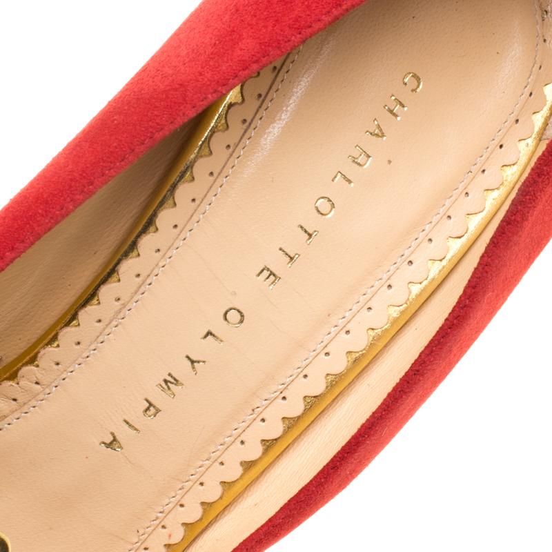 Charlotte Olympia Red Suede Sleeping Beauty Pumps Size 38.5 2
