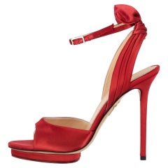 Charlotte Olympia Satin Platform Sandals With A Half-Bow Detail