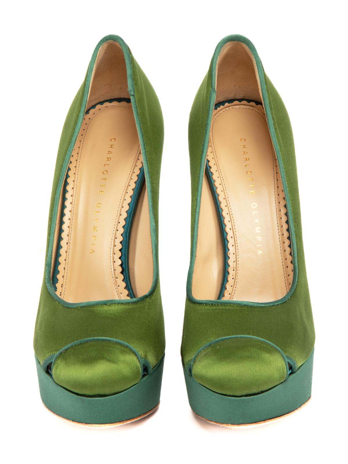 Gray Charlotte Olympia Satin Round Toe Platform Pumps Size UK 5 For Sale