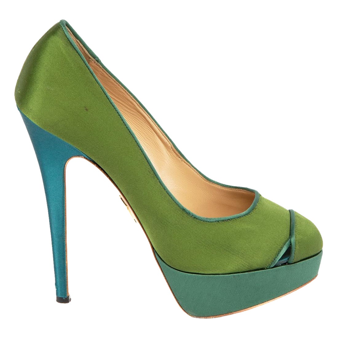 Charlotte Olympia Satin Round Toe Platform Pumps Size UK 5