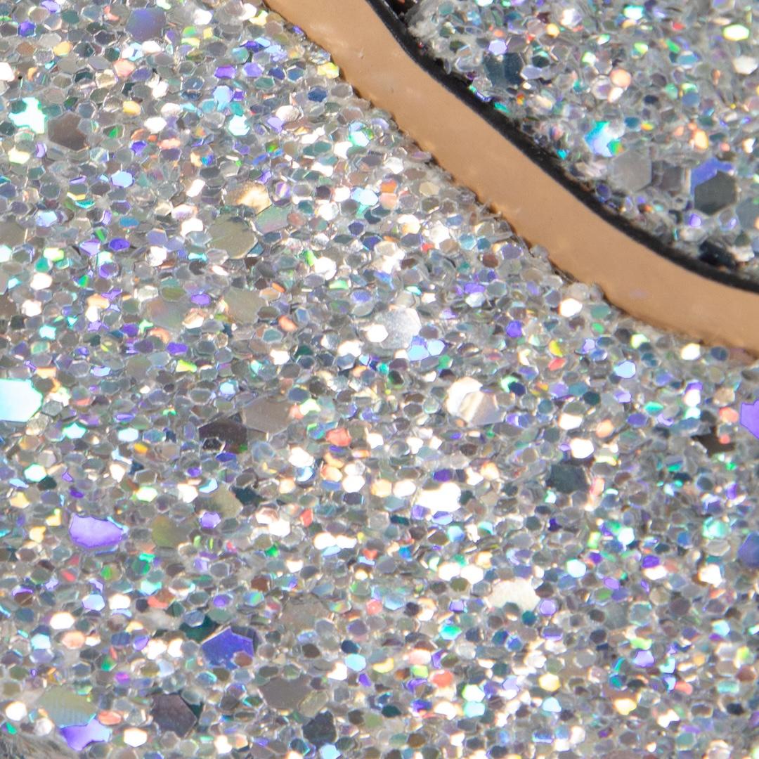 Charlotte Olympia Silver Glitter Platform Heels Size IT 37 For Sale 1