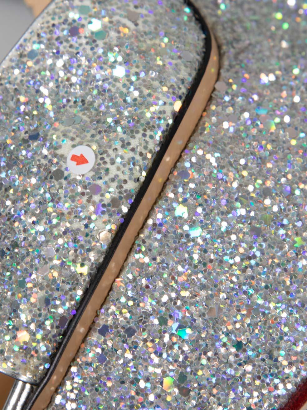 Charlotte Olympia Silver Glitter Platform Heels Size IT 37 For Sale 2