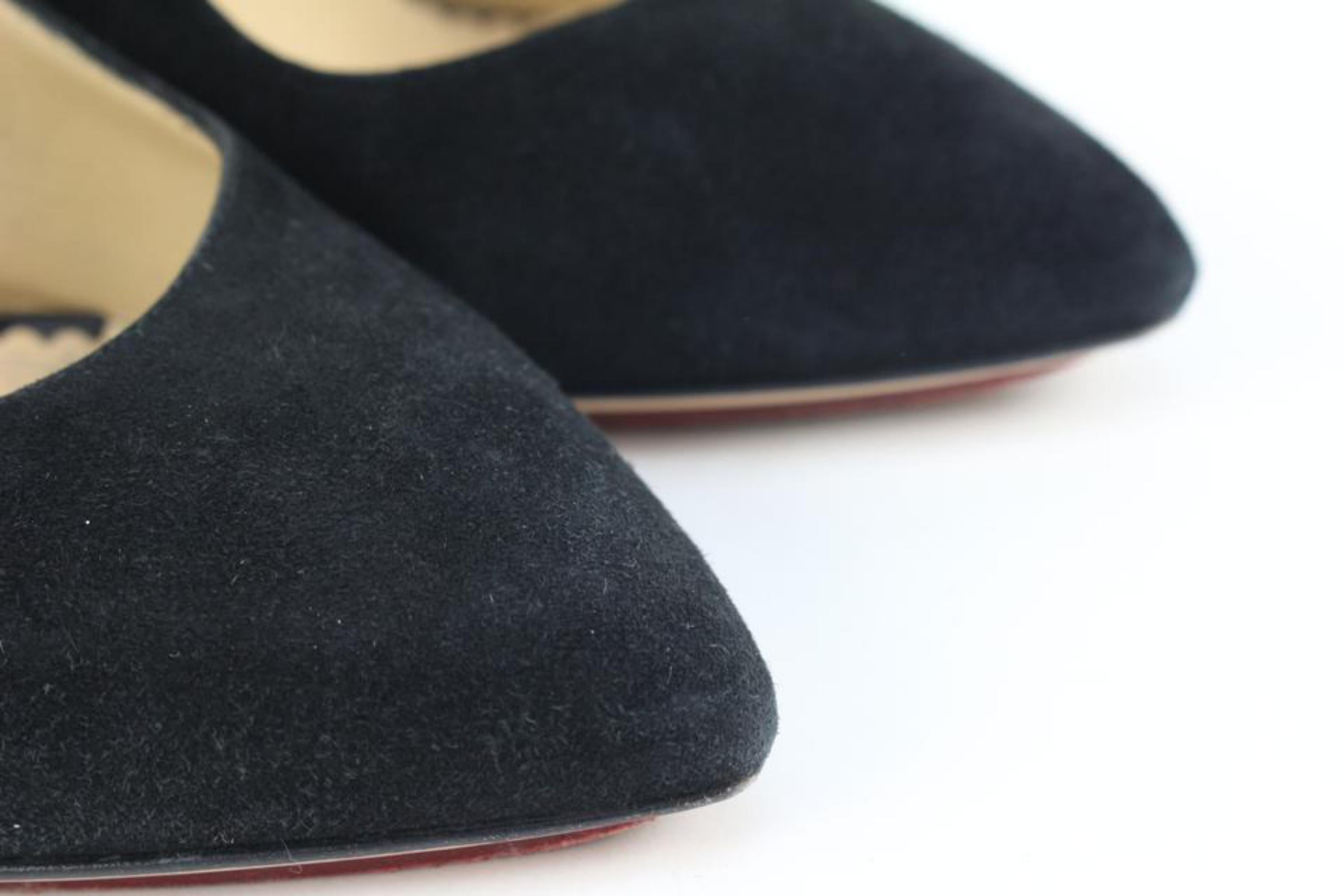 Charlotte Olympia Size 36.5 Black Suede Slingback Heels 50co37s For Sale 6