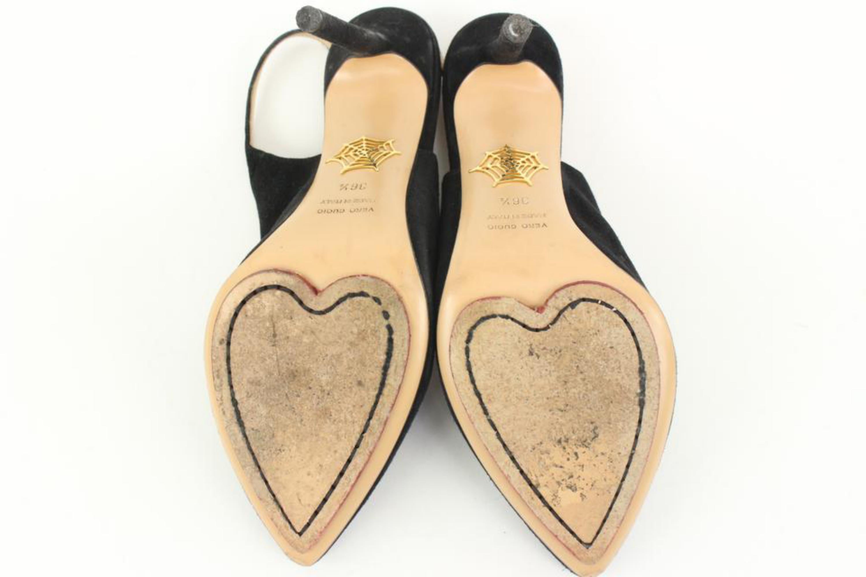 Charlotte Olympia - Chaussures à talons à talons en daim noir, taille 36,5, 50co37 en vente 6