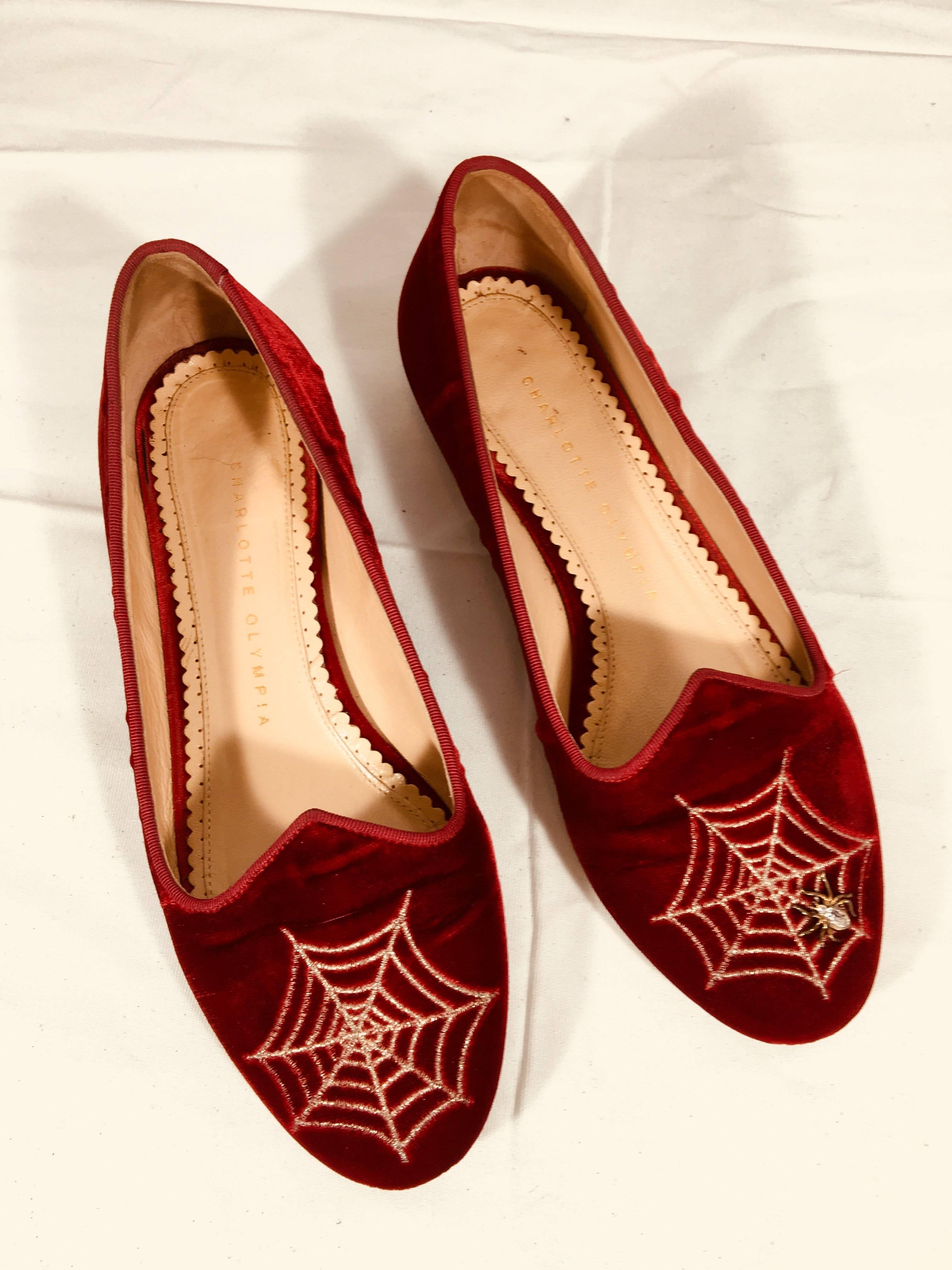 Charlotte Olympia Spider Web Loafers In Excellent Condition In Bridgehampton, NY