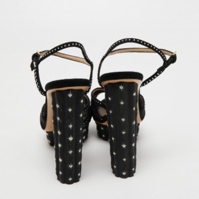 Women's Charlotte Olympia Suede Crystal Studded Ankle Strap Platform Sandals Size 40 For Sale