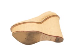 Charlotte Olympia Tan Woven Straw Wedges