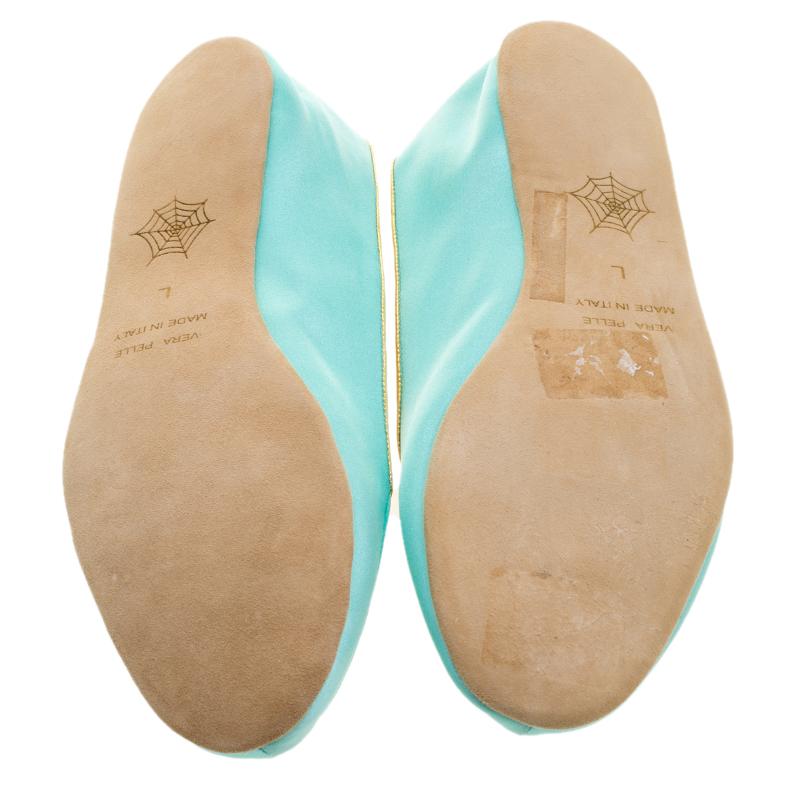 Charlotte Olympia Teal Blue Satin Cat Nap Slipper Set L In New Condition In Dubai, Al Qouz 2