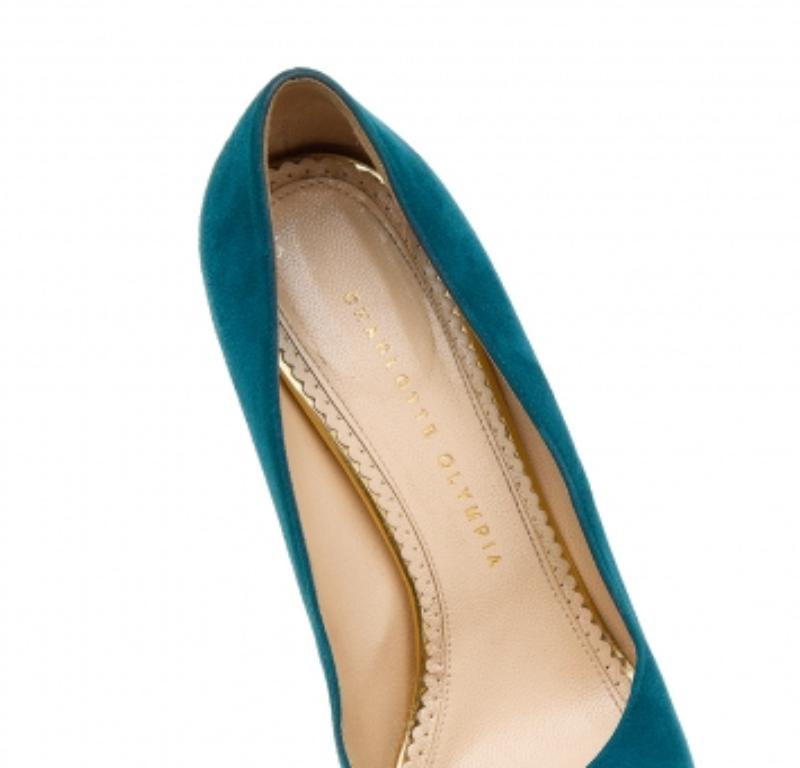 Donna Charlotte Olympia - Pumps con piattaforma Dolly in pelle scamosciata blu alzavola - taglia 39 in vendita