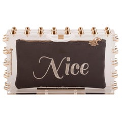 Charlotte Olympia Transparent Studded Perspex Naughty and Nice Clutch