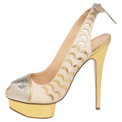 Charlotte Olympia Tri Color Leather Seaside Platform Sandals Size 39