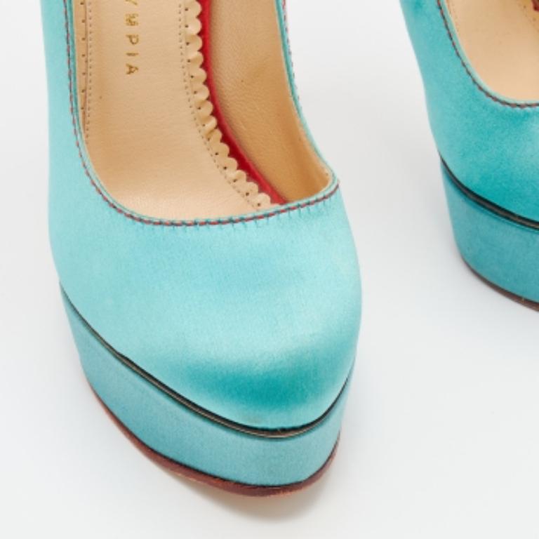 Charlotte Olympia escarpins compensés Josephine turquoise/rouge taille 38 État moyen - En vente à Dubai, Al Qouz 2