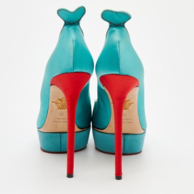 Charlotte Olympia escarpins compensés Josephine turquoise/rouge taille 38 Pour femmes en vente