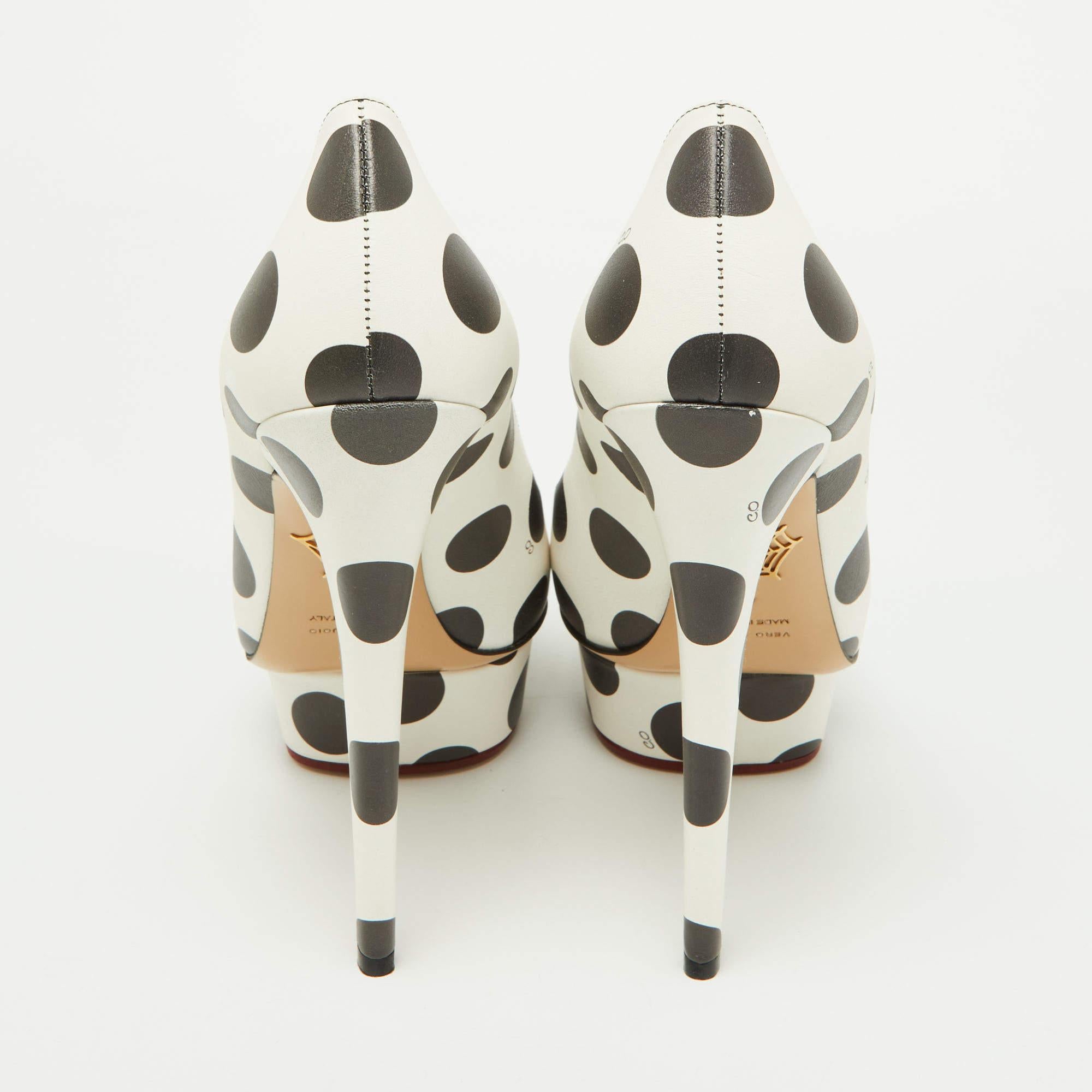 Charlotte Olympia, plateforme Dolly blanche/noire à pois, taille 40 Pour femmes en vente
