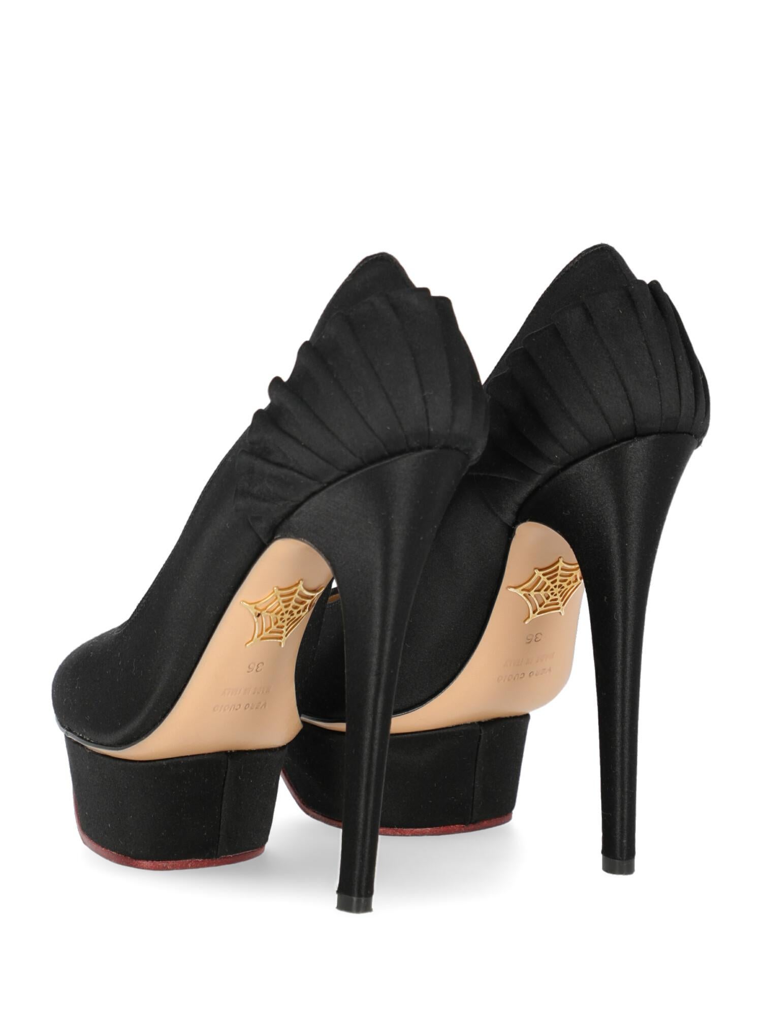 black fabric pumps