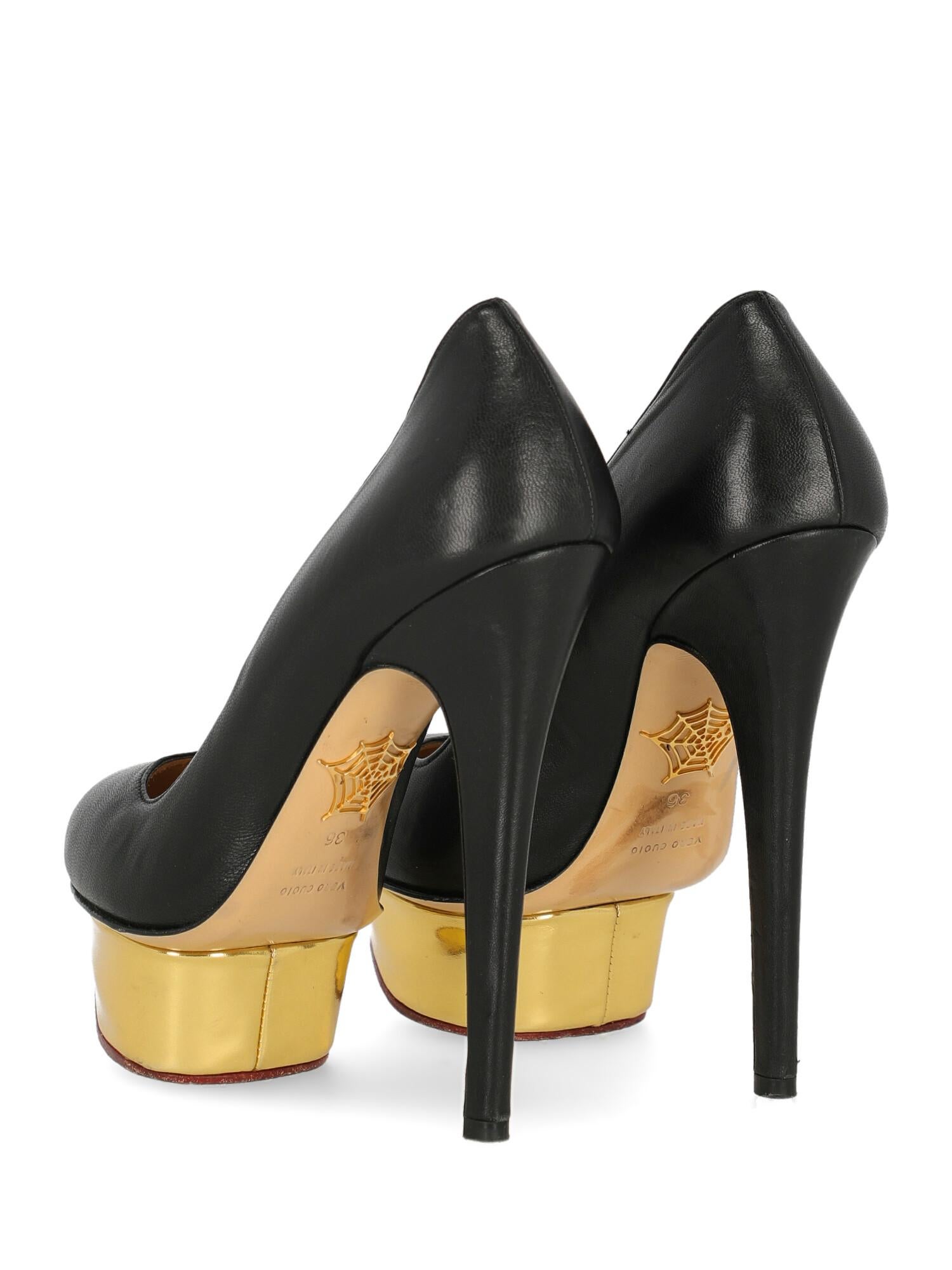 Women's Charlotte Olympia Woman Pumps Black Leather IT 36 For Sale