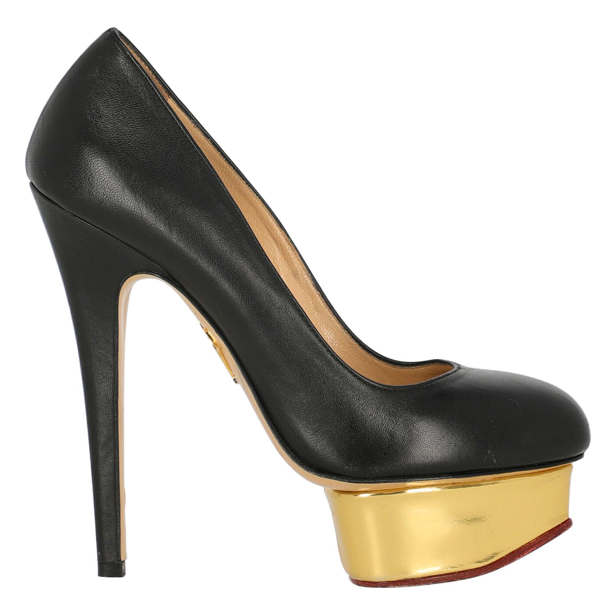 Charlotte Olympia Woman Pumps Black Leather IT 36 For Sale