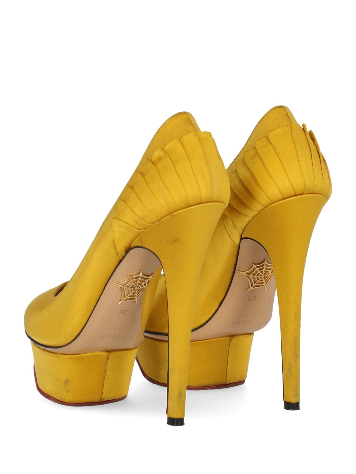Women's Charlotte Olympia Woman Pumps Yellow Fabric IT 36 For Sale