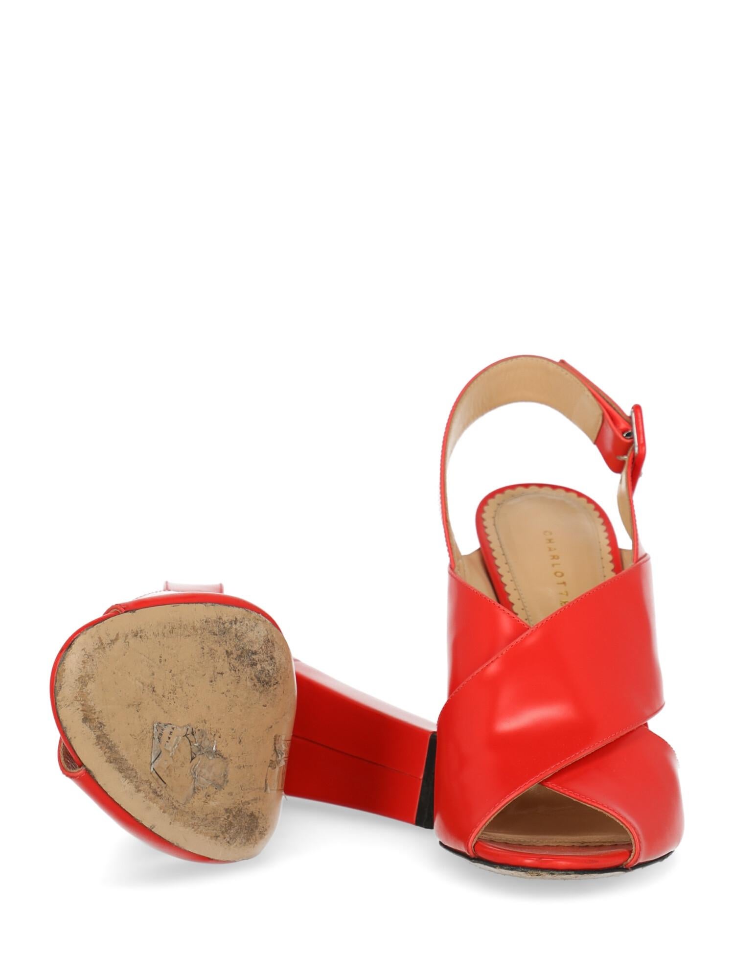Charlotte Olympia Woman Sandals Red Leather IT 40 For Sale 1