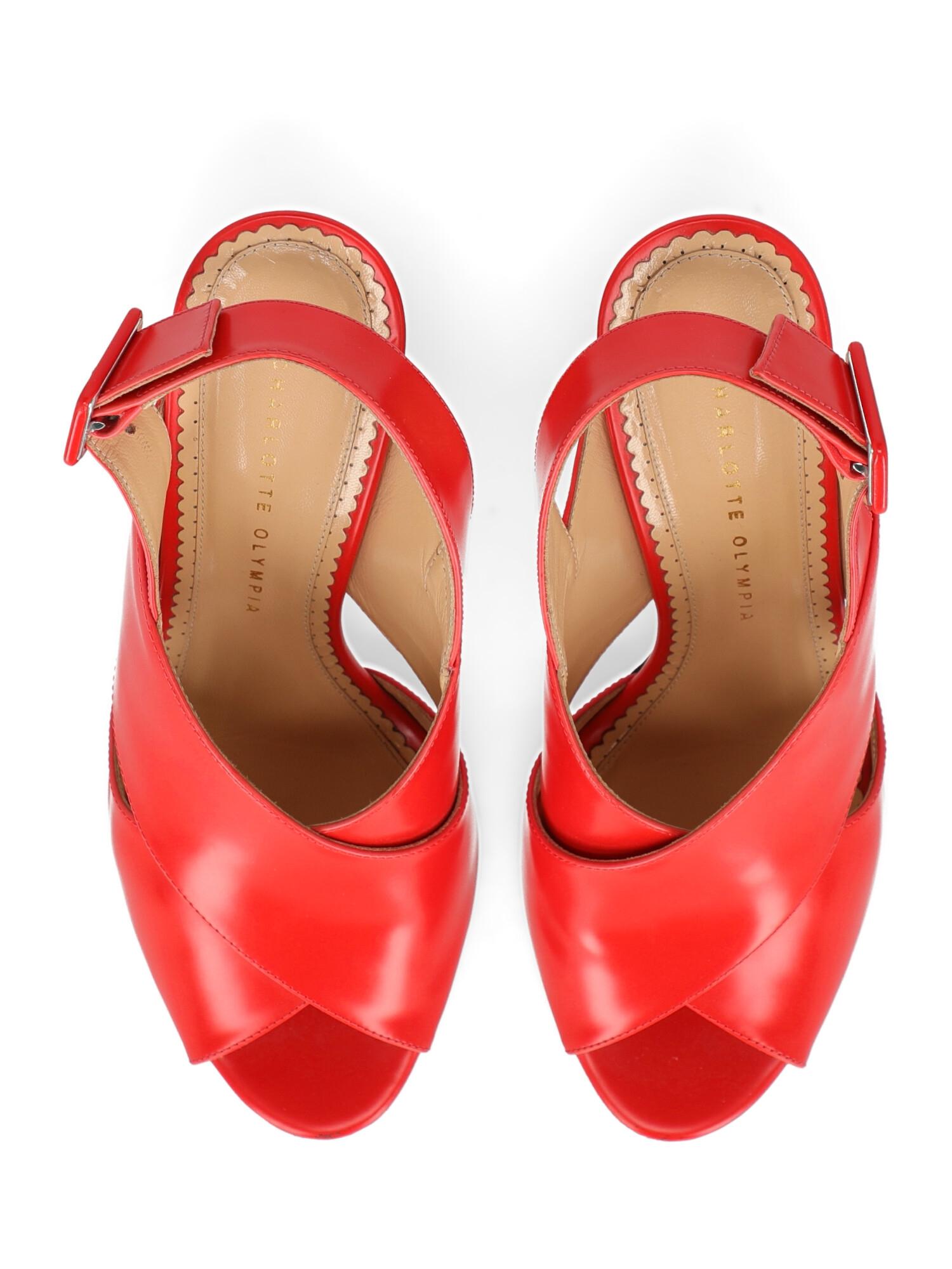 Charlotte Olympia Woman Sandals Red Leather IT 40 For Sale 2
