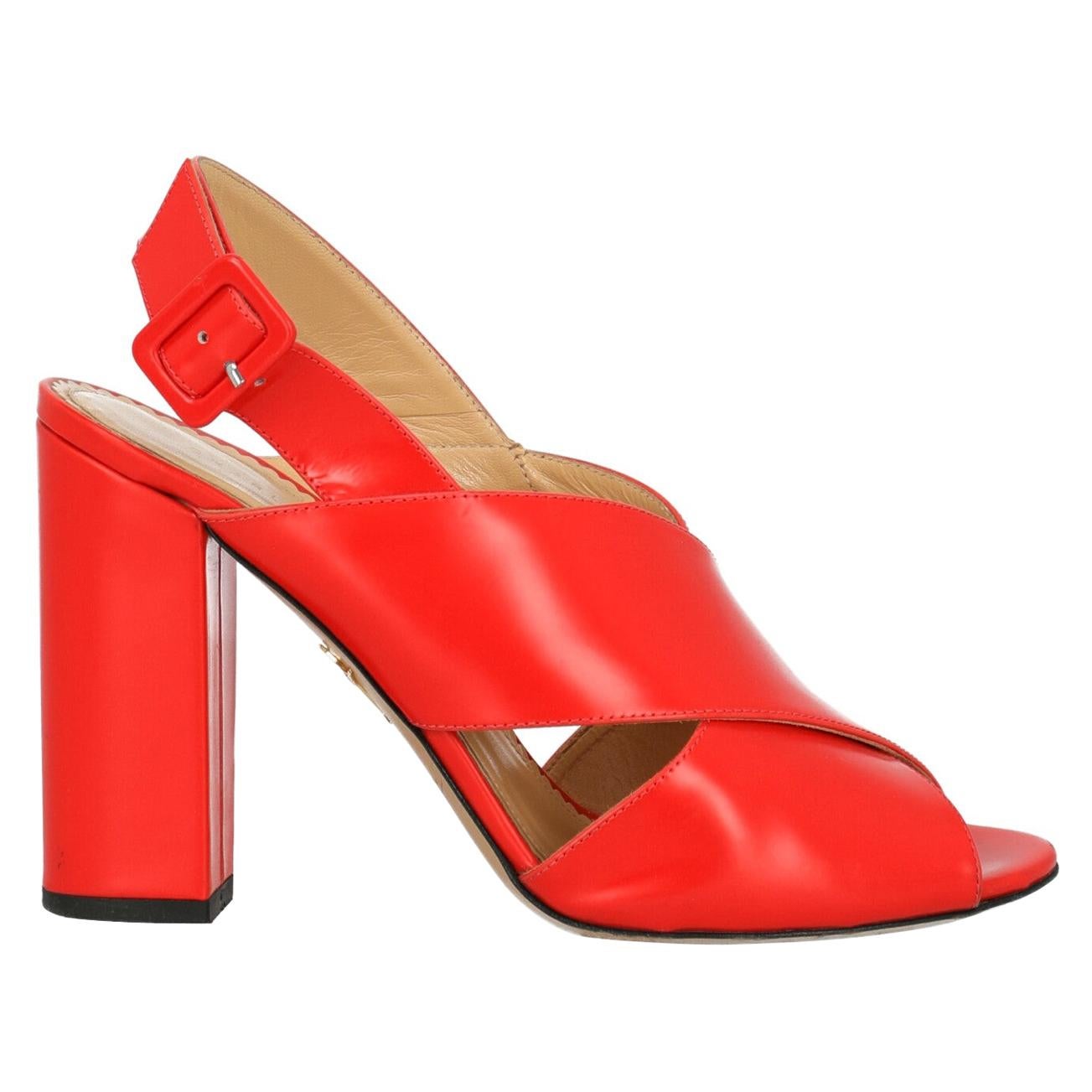Charlotte Olympia Woman Sandals Red Leather IT 40 For Sale
