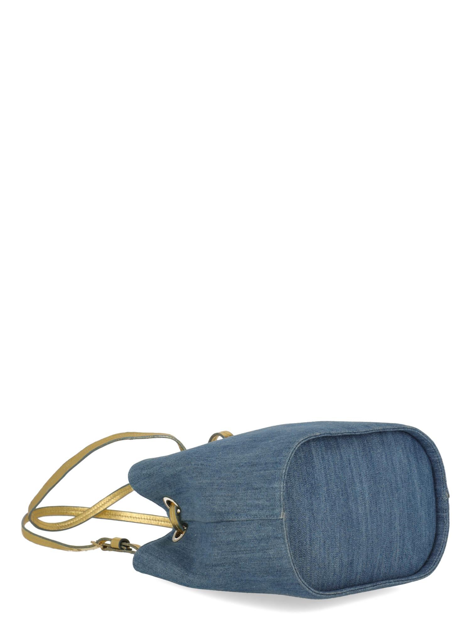 Charlotte Olympia Women Shoulder bags Blue, Gold Cotton  In Excellent Condition For Sale In Milan, IT