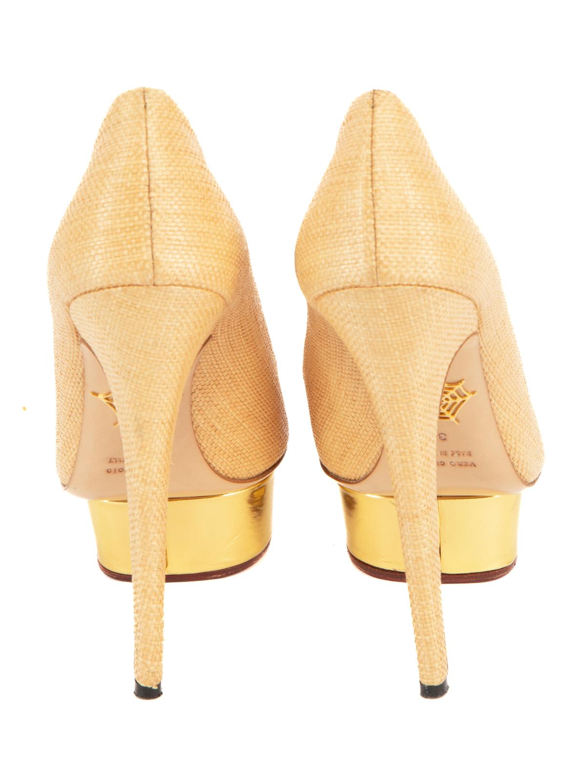Charlotte Olympia Chaussures à talons compensés à bout rond en toile pour femmes Excellent état - En vente à London, GB