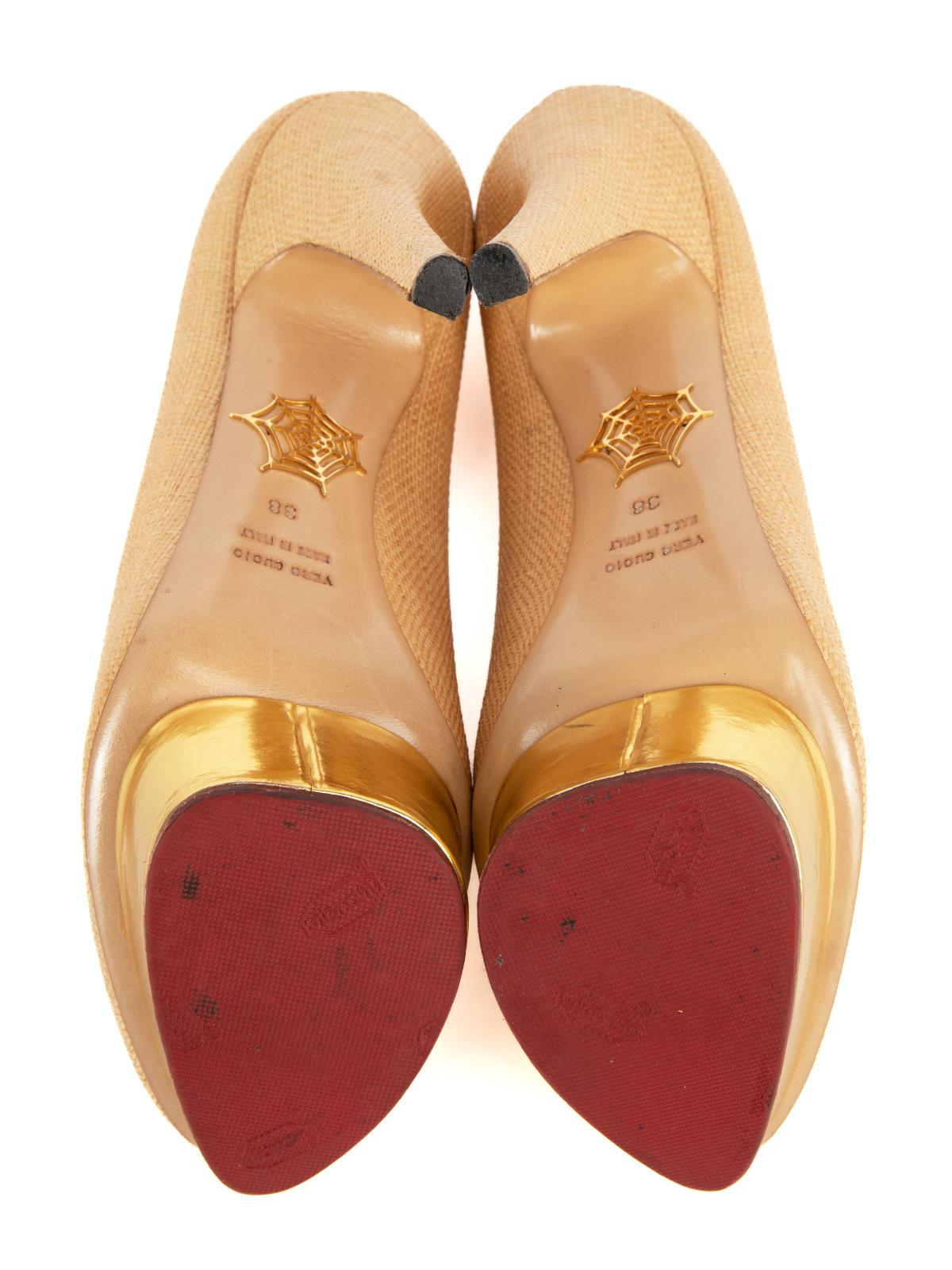 Charlotte Olympia Chaussures à talons compensés à bout rond en toile pour femmes Pour femmes en vente