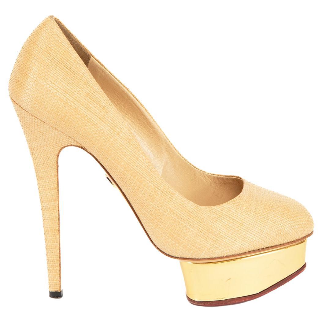 Charlotte Olympia Women's Canvas Round Toe Platform Heels For Sale