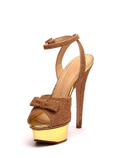 Charlotte Olympia Women's Serena Bow Platform Heels Gold Glitter