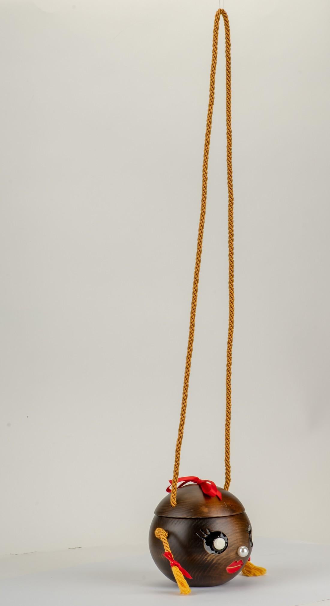Marron Charlotte Olympia - Sac à bandoulière face en bois en vente