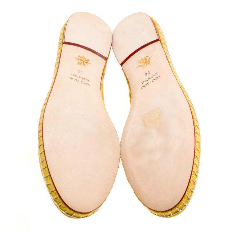 Charlotte Olympia Yellow Cotton Velvet Kitties Capri Cat Flats Size 38 1