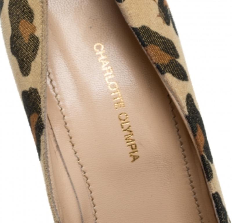 Women's Charlotte Olympia Yellow Glitter Suede Leopard Print Platform Pumps Size 39 For Sale