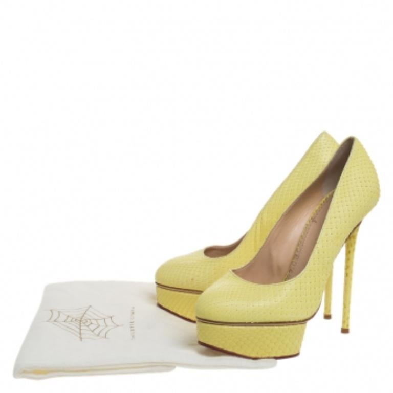 Charlotte Olympia Yellow Python Priscilla Platform Pumps Size 38 en venta 3
