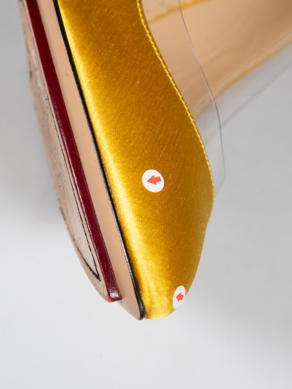 Charlotte Olympia Pumps aus gelbem Satin und PVC Größe IT 35.5 im Angebot 5