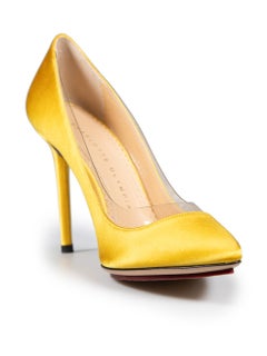 Charlotte Olympia Yellow Satin & PVC Pumps Size IT 35.5