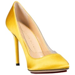 Charlotte Olympia Yellow Satin & PVC Pumps Size IT 35.5