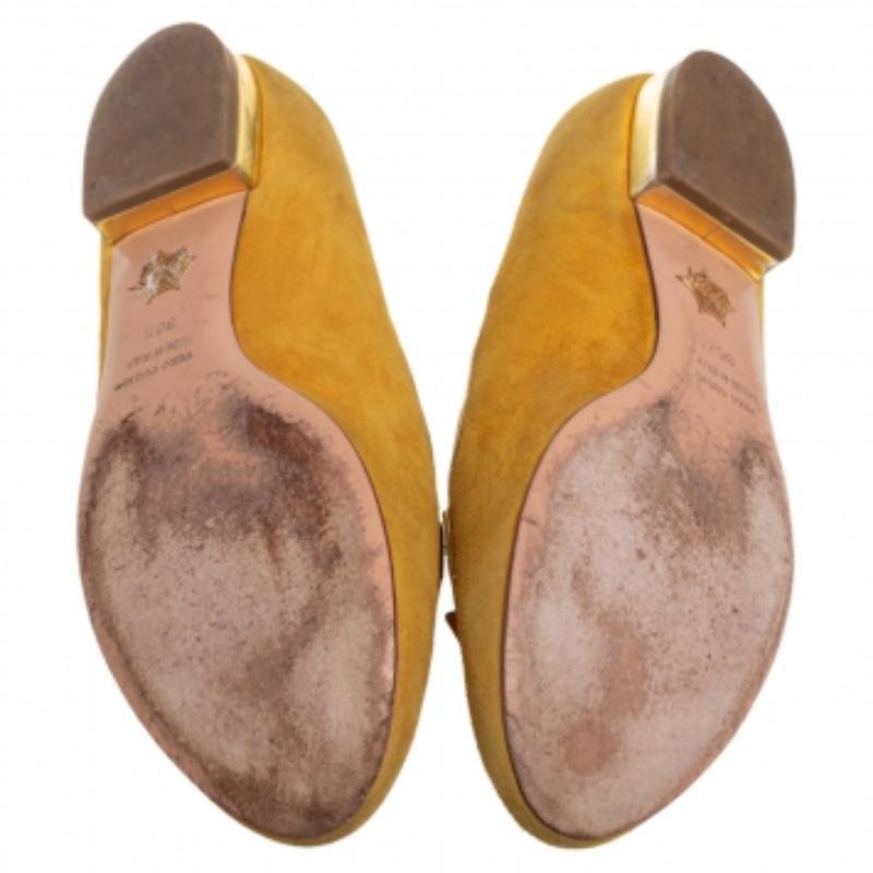 Charlotte Olympia Yellow Suede Ballet Flats Size 36.5 For Sale 2