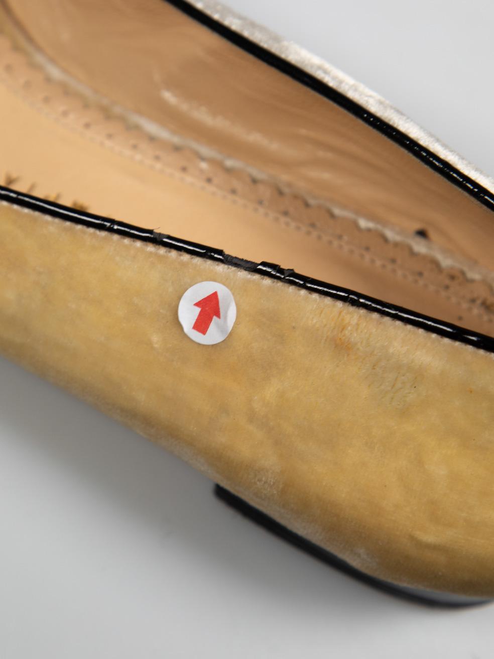 Charlotte Olympia Yellow Velvet Cat Face Flats Size IT 38.5 4