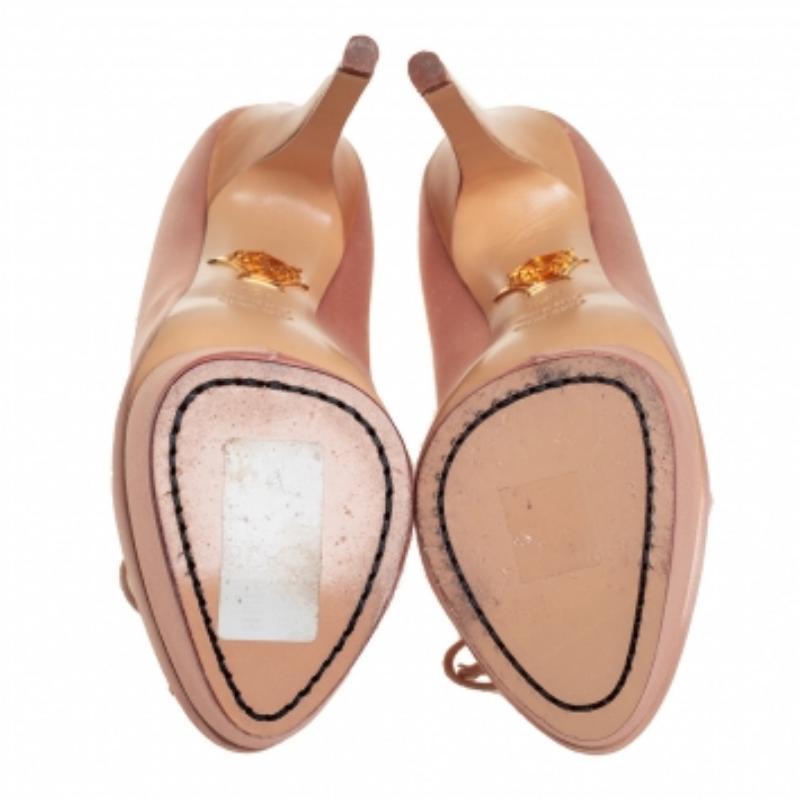 Charlotte Olympic Pink Satin Platform Pumps Size 37.5 In Good Condition For Sale In Dubai, Al Qouz 2