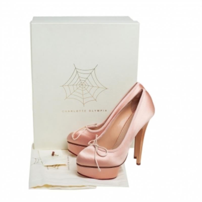 Women's Charlotte Olympic Pink Satin Platform Pumps Size 37.5 For Sale