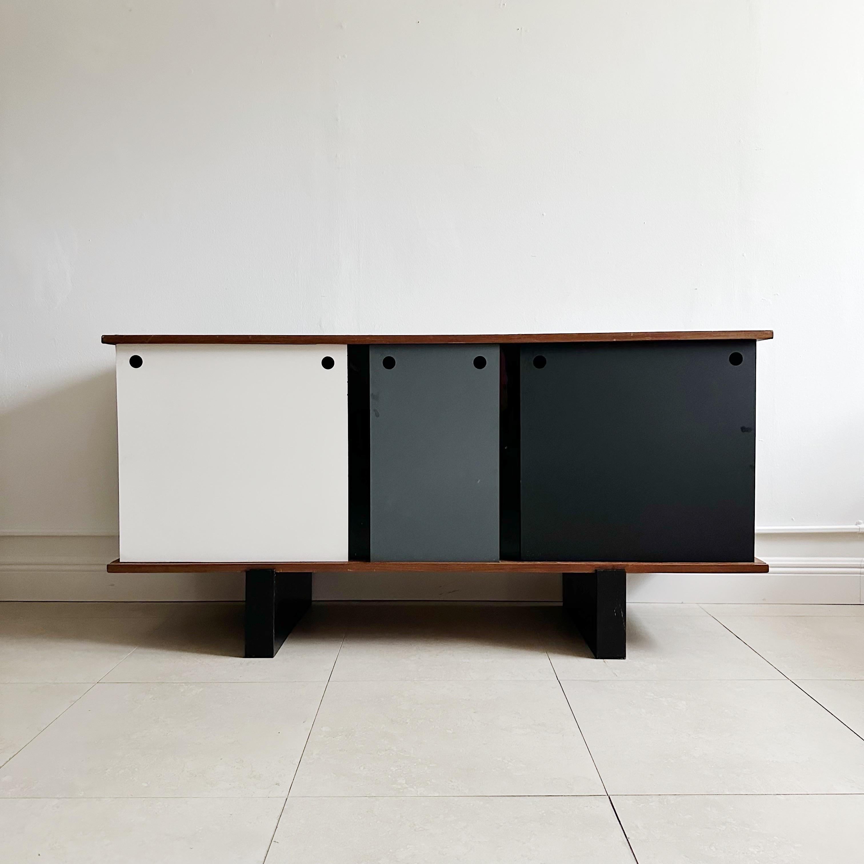 CHARLOTTE PERRIAND (1903-1999)
Buffet from Cité Cansado, Mauritania
circa 1961-62
for Galerie Steph Simon, for Miferma, ash, enameled steel, aluminum, Masonite.  Provenance
Galerie Half, Los Angeles
Collection of Cliff Fong, Los Angeles